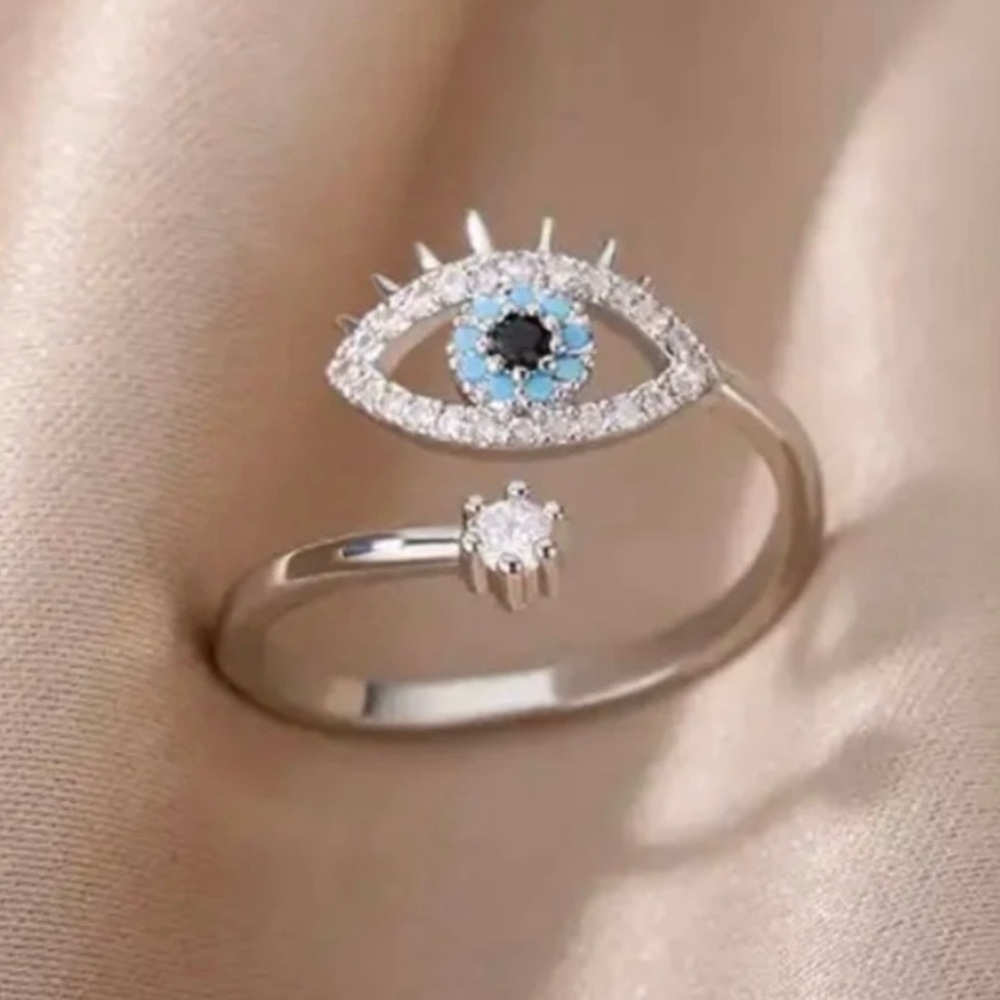 Turkish Blue Evil Eye ring made from Stainless steel (adjustable) new